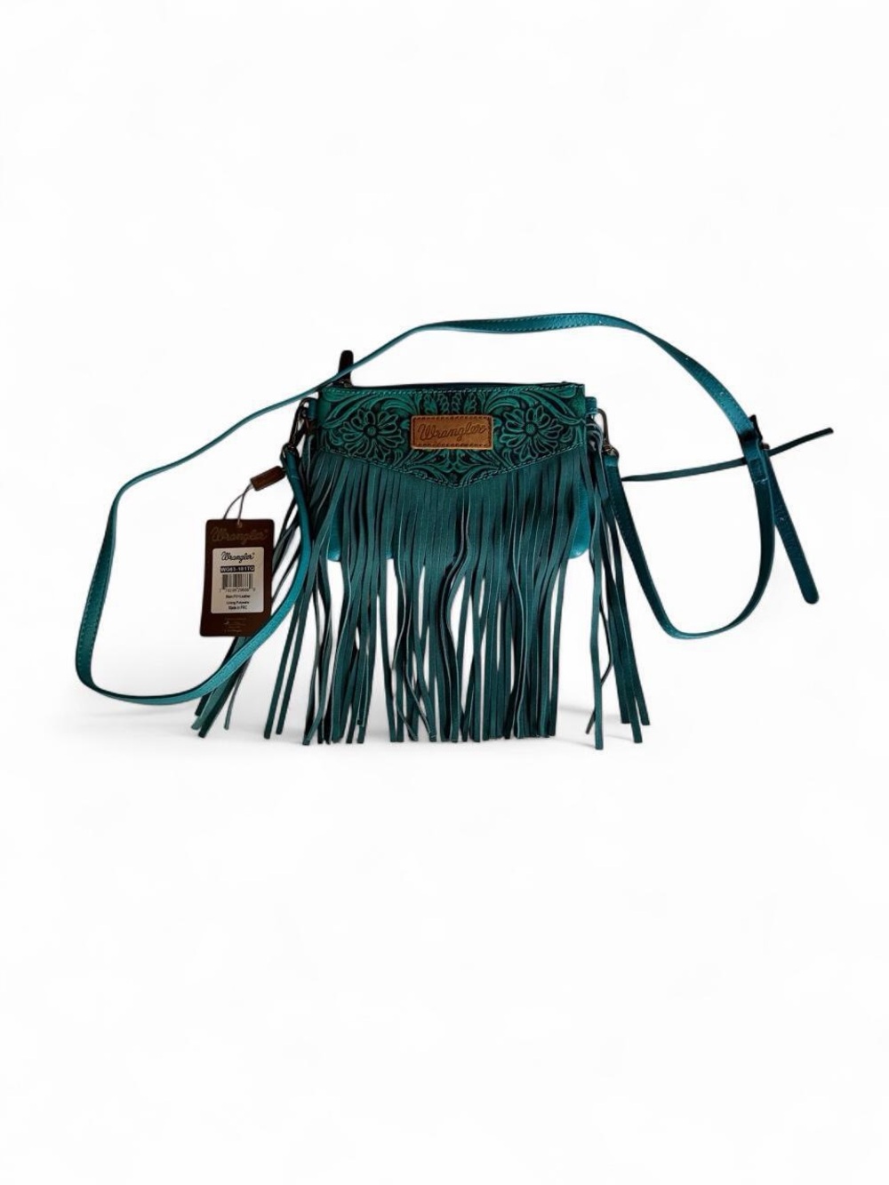Wrangler by Montana West Teal Floral Fringe Crossbody NWT
